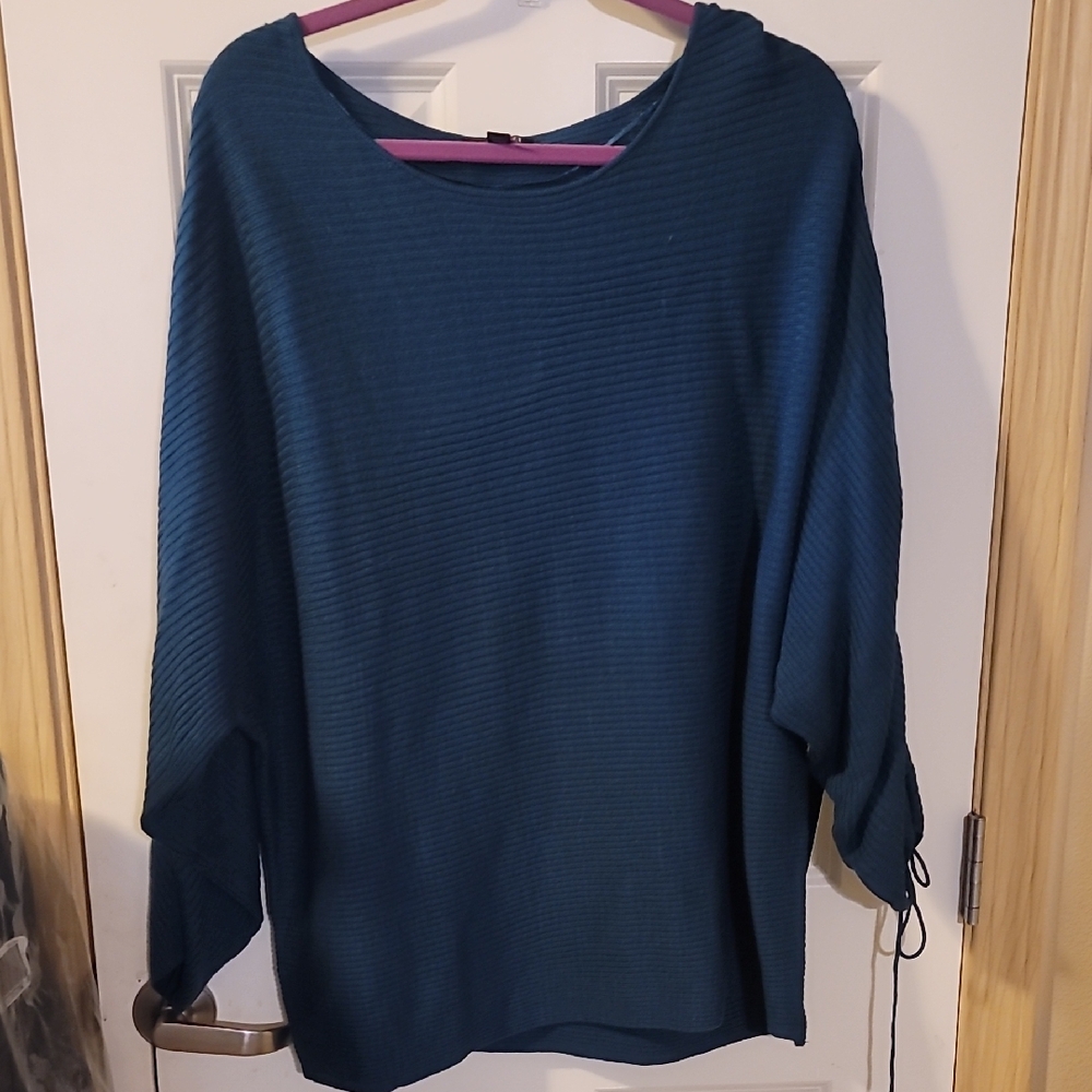 a.n.a Blue Off-the-Shoulder Sweater with Relaxed Fit